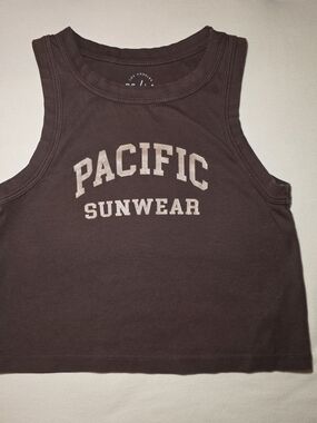 Pacific Sunwear Chocolate Brown Logo Crop Tank